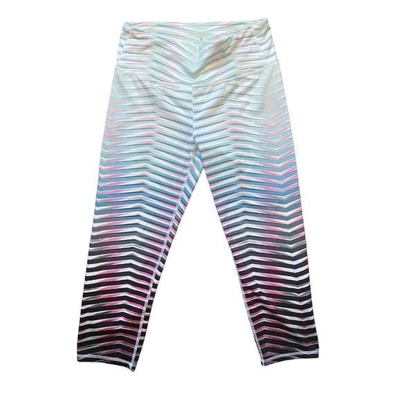 Athleta Women's High Rise Prism Chaturanga Striped‎ Crop Leggings Size Medium - Picture 1 of 10